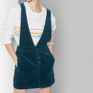 Wild Fable Peacock Corduroy Cross Back Pinafore